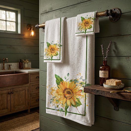 Sonnenblumen und Libellen-Spritzer fallen Badhandtuch Set