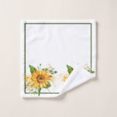 Sonnenblumen und Libellen-Spritzer fallen Badhandtuch Set (Waschlappen)