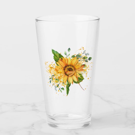 Sonnenblumen und Libellen-Spritzer fallen Glas (Vorderseite)
