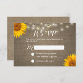 Sonnenblumen und Lichter Burlap Wedding RSVP (Vorne/Hinten)