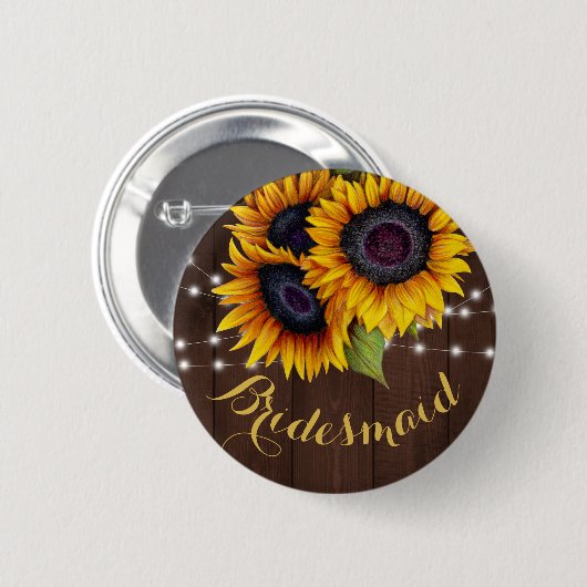 Sonnenblumen und Lichter mit Streichholzverzierung Button (Vorne & Hinten)
