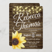 Sonnenblumen und Lichter Rustikale Hochzeit Einladung (Vorne/Hinten)