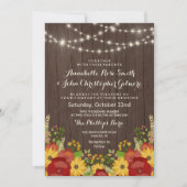 Sonnenblumen und Lichter rustikale Hochzeit Einladung (Vorderseite)
