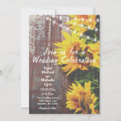 Sonnenblumen und Lichter Rustikale Hochzeit Einladung (Vorderseite)