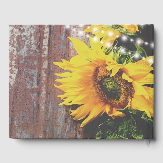 Sonnenblumen und Lichter Rustikale Hochzeit Gästebuch (Rückseite)