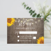 Sonnenblumen und Lichter Rustikale Hochzeit RSVP (Stehend Vorderseite)