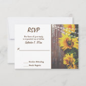 Sonnenblumen und Lichter Rustikale Hochzeit RSVP Karte (Vorderseite)