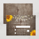 Sonnenblumen und Lichter Rustikale Hochzeit RSVP Karte (Vorne/Hinten)