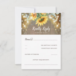Sonnenblumen und Lichter Rustikale UAWG Hochzeiten RSVP Karte