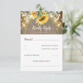 Sonnenblumen und Lichter Rustikale UAWG Hochzeiten RSVP Karte (Stehend Vorderseite)
