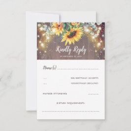 Sonnenblumen und Lichter Rustikale UAWG Hochzeiten RSVP Karte
