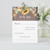 Sonnenblumen und Lichter Rustikale UAWG Hochzeiten RSVP Karte (Stehend Vorderseite)