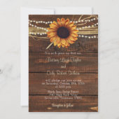Sonnenblumen und Lights Wood Hochzeit Einladung (Vorderseite)