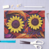 Sonnenblumen und Lila Berries, Herbstgarten Seidenpapier (Handwerk)