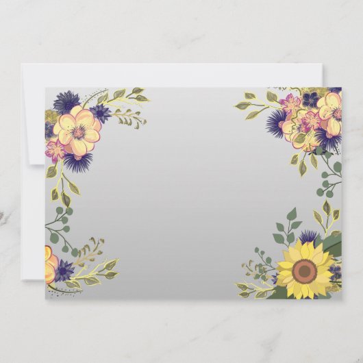 Sonnenblumen und Lila Hochzeit im Herbst Save The Date (Rückseite)