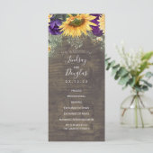 Sonnenblumen und Lila Hochzeitsprogramme für Rose Programm (Stehend Vorderseite)
