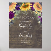Sonnenblumen und Lila Rose Hochzeit im Herbst Empf Poster (Vorne)
