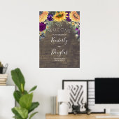 Sonnenblumen und Lila Rose Hochzeit im Herbst Empf Poster (Heimbüro)