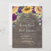 Sonnenblumen und Lila Rose Rustikale Engagement Pa Einladung (Vorderseite)