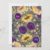 Sonnenblumen und Lila Rose Rustikales Brautparty Einladung (Rückseite)