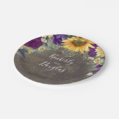 Sonnenblumen und Lila rustikale Hochzeit im Herbst Pappteller (Schrägansicht)