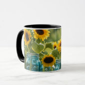 Sonnenblumen und Mason Gläser Tasse (Vorderseite Links)