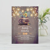 Sonnenblumen und Mason Jar Leuchten Rustikaler Abs Einladung (Stehend Vorderseite)