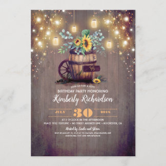 Sonnenblumen und Mason Jar Lichter Rustikaler Gebu Einladung
