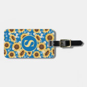 Sonnenblumen und Milchblumen-Monogramm Gepäckanhänger (Vorderseite horizontal)