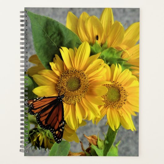 Sonnenblumen und Monarch Butterfly Spiralplaner Planer (Vorderseite)