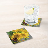 Sonnenblumen und Monarch-Schmetterling-Untersetzer Rechteckiger Pappuntersetzer (Vor Ort)