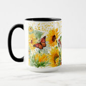 Sonnenblumen und Monarchschmetterlinge Tasse (Links)