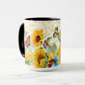 Sonnenblumen und Monarchschmetterlinge Tasse (Vorderseite Links)