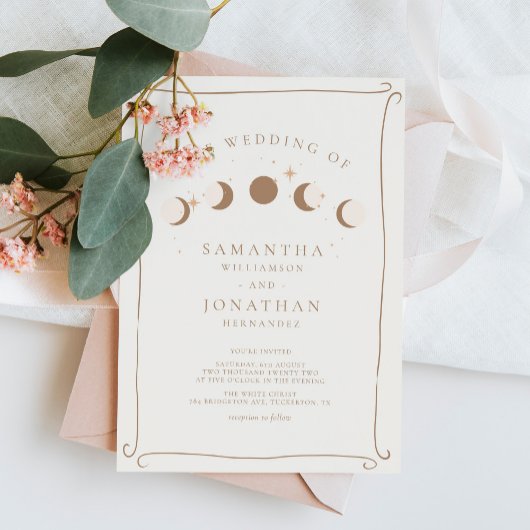 Sonnenblumen- und Mondblütenhochzeit Einladung