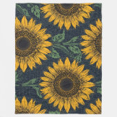 Sonnenblumen und Navy Cheetah Print Accent Fleecedecke (Vorderseite)