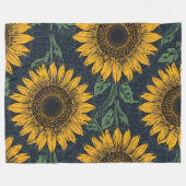 Sonnenblumen und Navy Cheetah Print Accent Fleecedecke (Vorderseite (Horizontal))