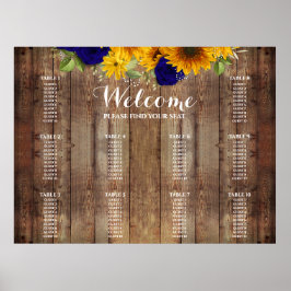 Sonnenblumen und Navy-Rose Hochzeitsstift Poster