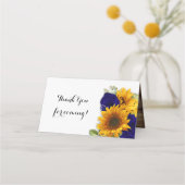 Sonnenblumen und Navy Rose Rustikal Platzkarte (Rückseite)