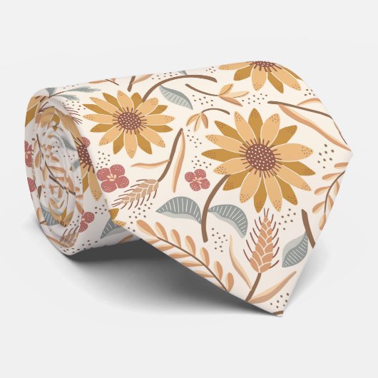 Sonnenblumen und Ohren von Weizen Krawatte (Gerollt)