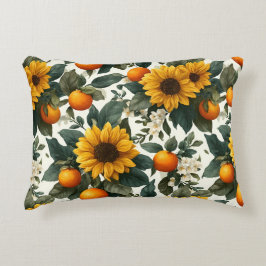 Sonnenblumen und Orangen Herbstdesign Dekokissen
