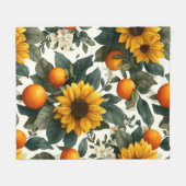 Sonnenblumen und Orangen Herbstdesign Fleecedecke (Vorderseite (Horizontal))