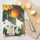 Sonnenblumen und Orangen Herbstdesign Geschirrtuch (Viertel Falte)