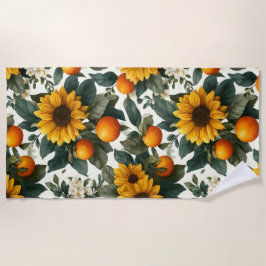 Sonnenblumen und Orangen Herbstdesign Strandtuch