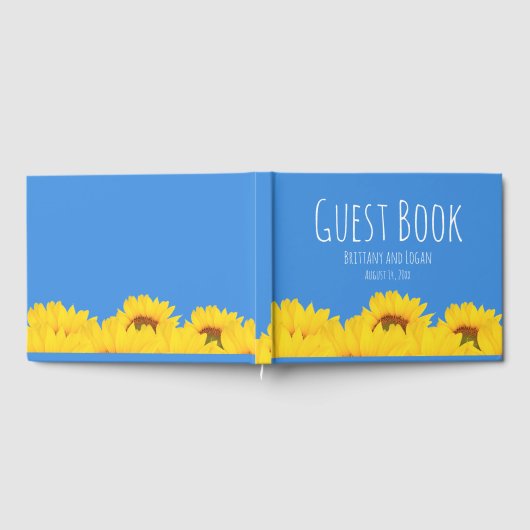 Sonnenblumen und Personalisierte Sommerhochzeit Gästebuch (Voll)