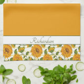 Sonnenblumen und personalisierter Text Geschirrtuch (Gefaltet)