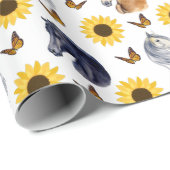 Sonnenblumen und Pferdeumschlagpapier Geschenkpapier (Rolleneckpunkt)
