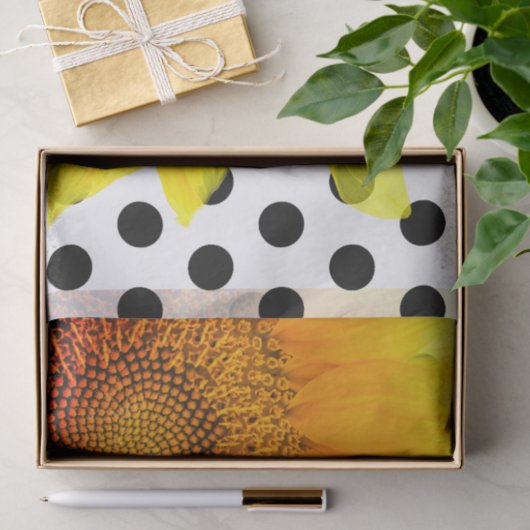 Sonnenblumen und Polka Dots Geschenkpapier Seidenpapier (Geschenk)