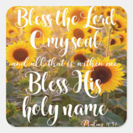 Sonnenblumen und Psalmen-Schrift Quadratischer Aufkleber