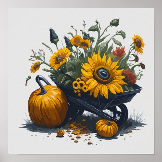 Sonnenblumen und Pumpkin Poster (Vorne)