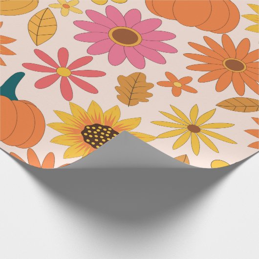 Sonnenblumen und Pumpkins Fall Pattern Geschenkpapier (Ecke)